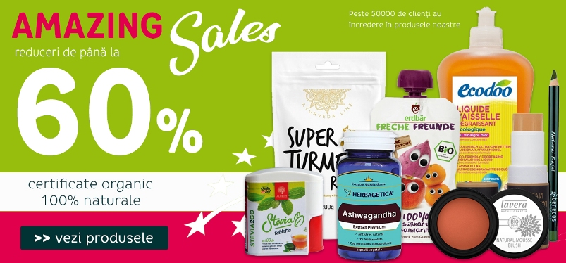 Amazing Sales campanie reduceri de pana la 60% la produse bio