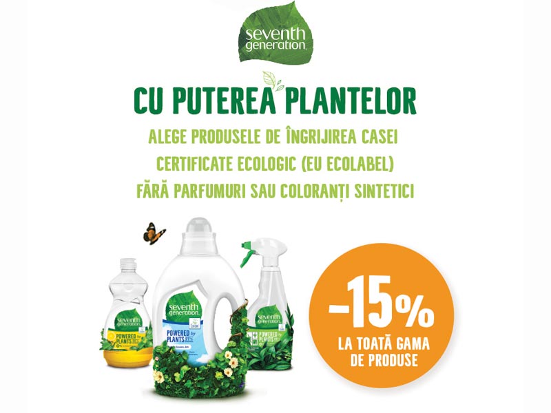 15% reducere detergenti si produse de curatenie Seventh Generation