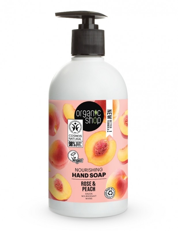 Sapun lichid nutritiv cu piersica si trandafir Rose & Peach, 500ml - Organic Shop