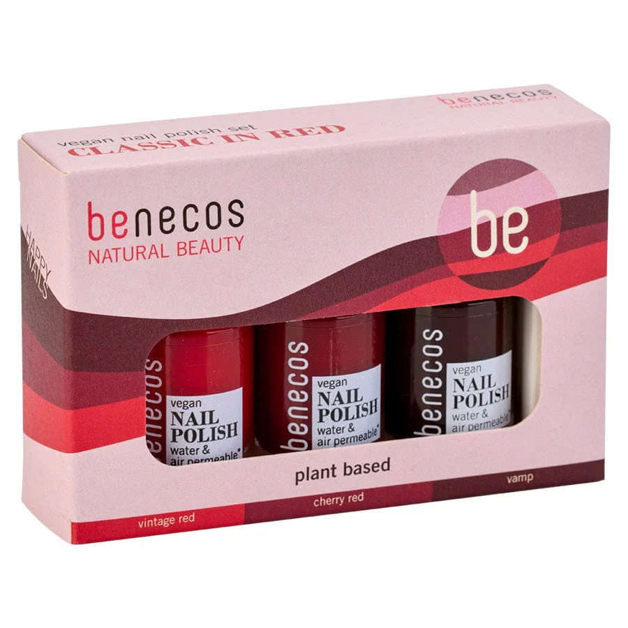 Set lacuri de unghii naturale 20-free, vegane, Classic in Red - Benecos