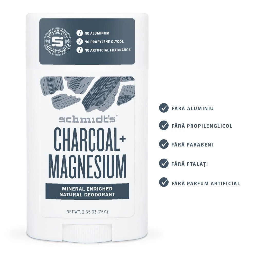 Deodorant stick cu bicarbonat, Charcoal   Magnesium - Schmidt's Deodorant