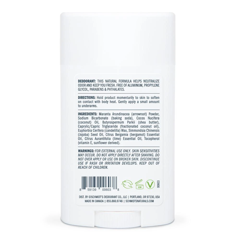 Deodorant stick cu bicarbonat, Bergamot   Lime - Schmidt's Deodorant