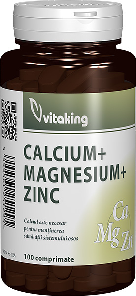 Calciu-Magneziu cu Zinc, 100 comprimate - Vitaking