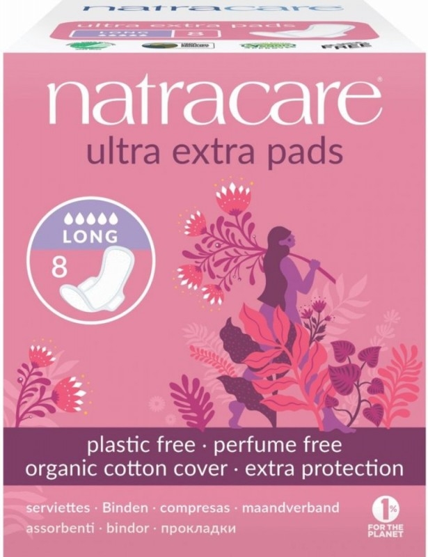 Absorbante Ultra Extra de noapte (5 picaturi), 8 buc - Natracare
