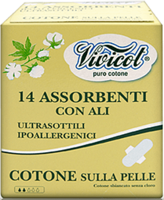 Absorbante de zi ultrasubtiri cu aripioare, 14 buc - VIVICOT PURO COTONE