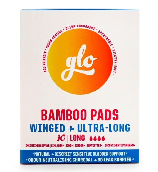 Absorbante lungi cu carbune activ cu aripioare, 10 buc, flux intens (4 picaturi) - Glo Flo