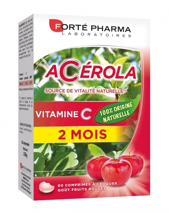 Acerola vitamina C naturala, 60 comprimate masticabile - FORTE PHARMA