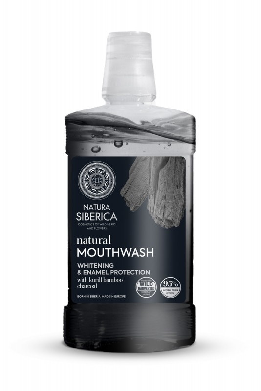 Apa de gura pentru albire dinti cu carbune din bambus, 520ml - Natura Siberica