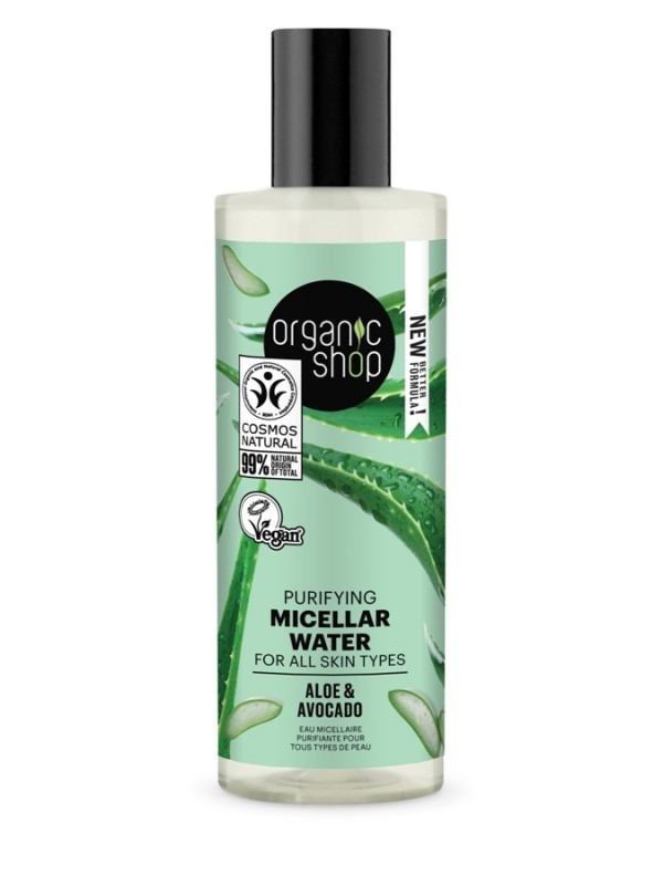 Apa micelara purificatoare toate tipurile de ten Aloe si Avocado, 150ml - Organic Shop