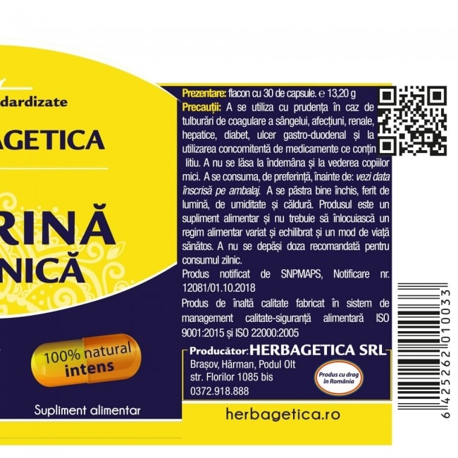 Aspirina organica, 30 capsule vegetale - HERBAGETICA
