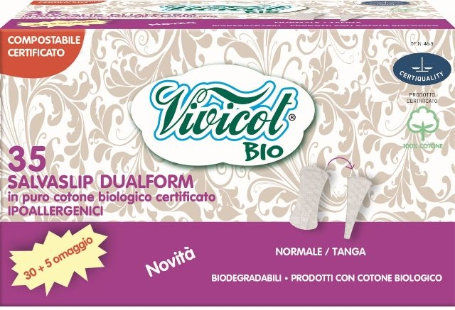 BIO Protej slip din bumbac organic DUAL FORM (normal + tanga), 35 buc - VIVICOT BIO