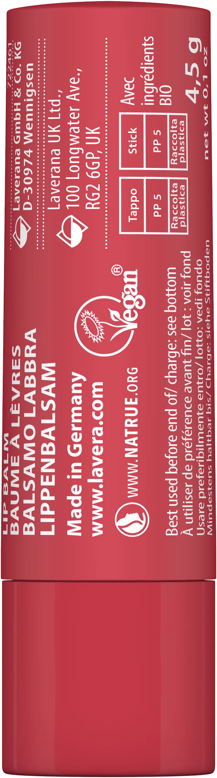 Balsam de buze bio vegan REPAIR, cu rodie si argan - LAVERA