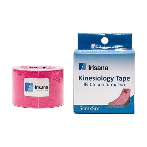 Bandaj kinesio elastic adeziv cu turmalina, rola 5m, Roz - Irisana