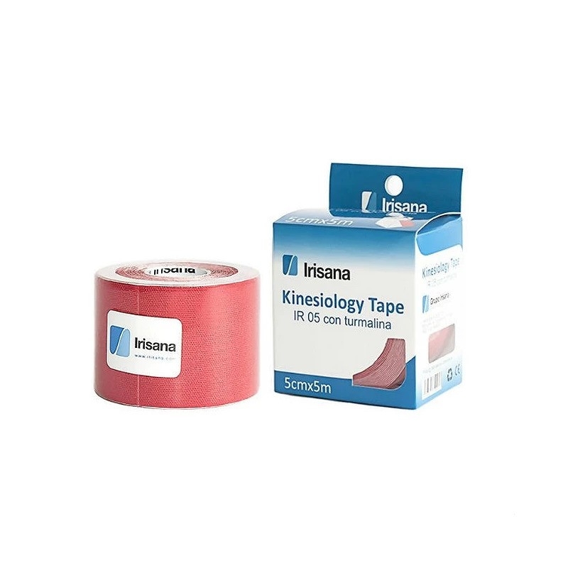 Bandaj kinesio elastic adeziv cu turmalina, rola 5m, Rosu - Irisana