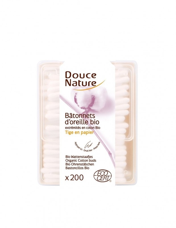 Betisoare de urechi din bumbac bio, 200 buc - Douce Nature