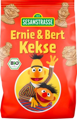 Biscuiti bio pentru copii cu nuca de cocos Ernie   Bert, 150g - SesameStreet