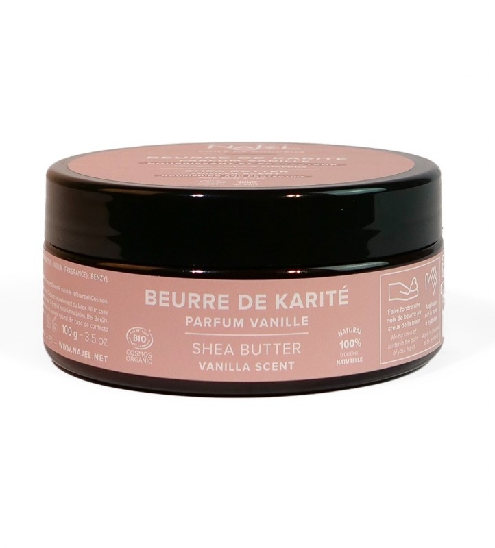 Unt de shea organic cu aroma de vanilie, 100g - NAJEL