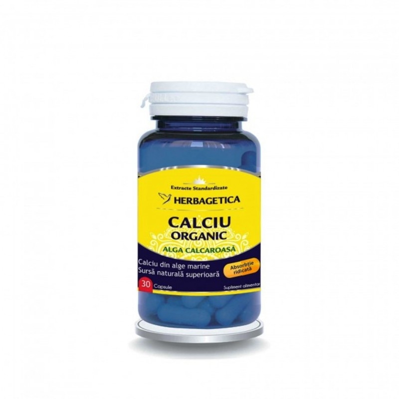 CALCIU Organic Alga Calcaroasa, 30 capsule - HERBAGETICA