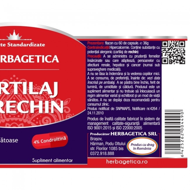 Cartilaj de Rechin, 60 capsule - HERBAGETICA