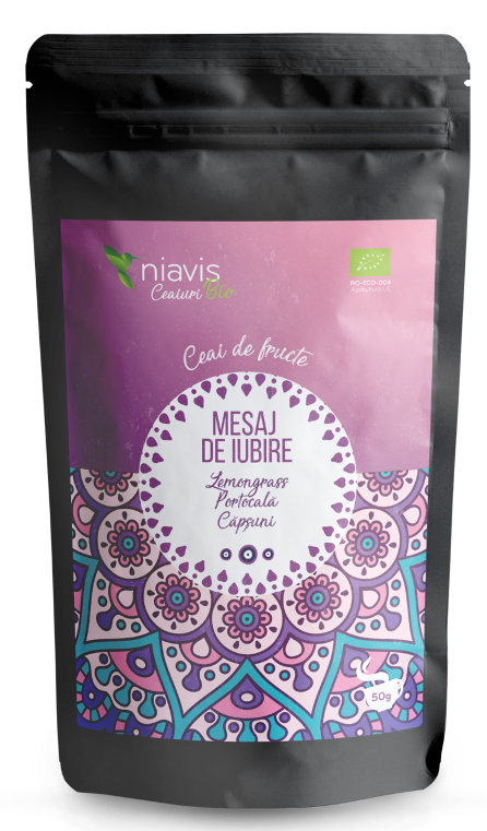 Ceai bio Mesaj de Iubire (citrice   capsuni), 50g - Niavis