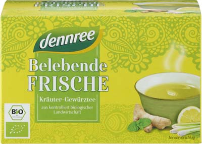 Ceai bio revigorant cu ghimbir si lamaie, 20 plicuri - Dennree