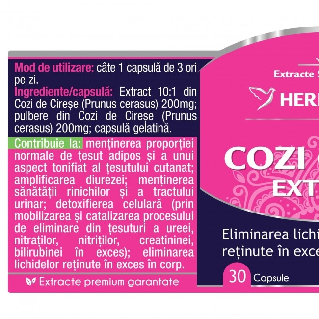 Cozi de cirese Extract, 30 capsule - HERBAGETICA