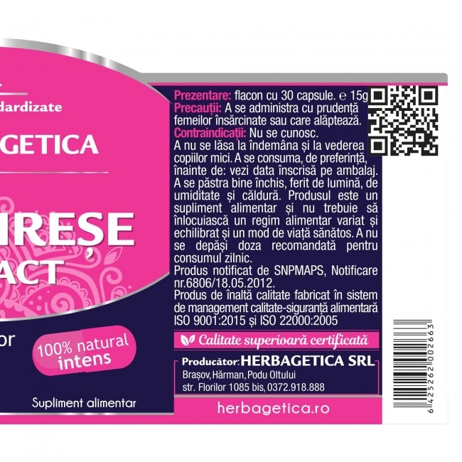 Cozi de cirese Extract, 30 capsule - HERBAGETICA