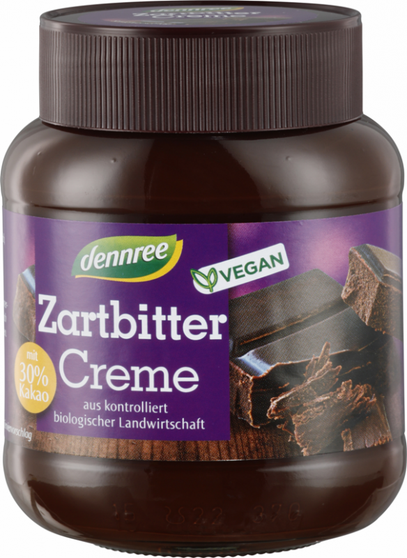 Crema BIO vegana de ciocolata neagra, 400g - Dennree