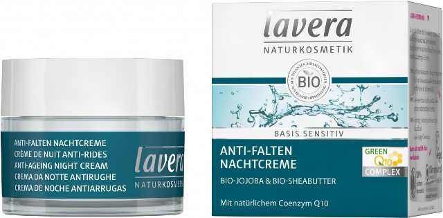 Crema de noapte antirid cu coenzima Q10, Basis Sensitiv - LAVERA
