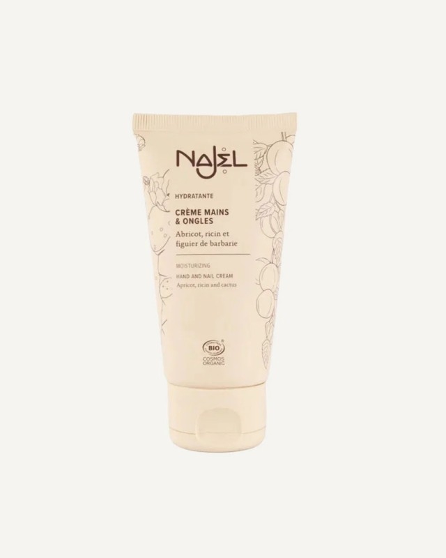 Crema hidratanta pentru maini si unghii cu ulei de caise, ricin si cactus, bio, fara parfum, 75ml - NAJEL