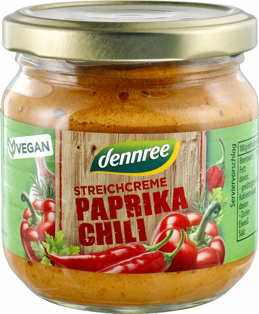Crema tartinabila bio din legume Paprika Chili, 180g - Dennree