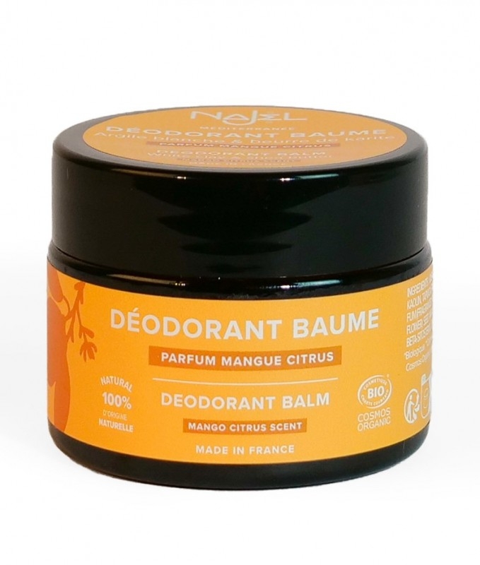 Deodorant balsam natural mango & citrice - cu argila alba, dafin si unt de shea bio, 45g - NAJEL