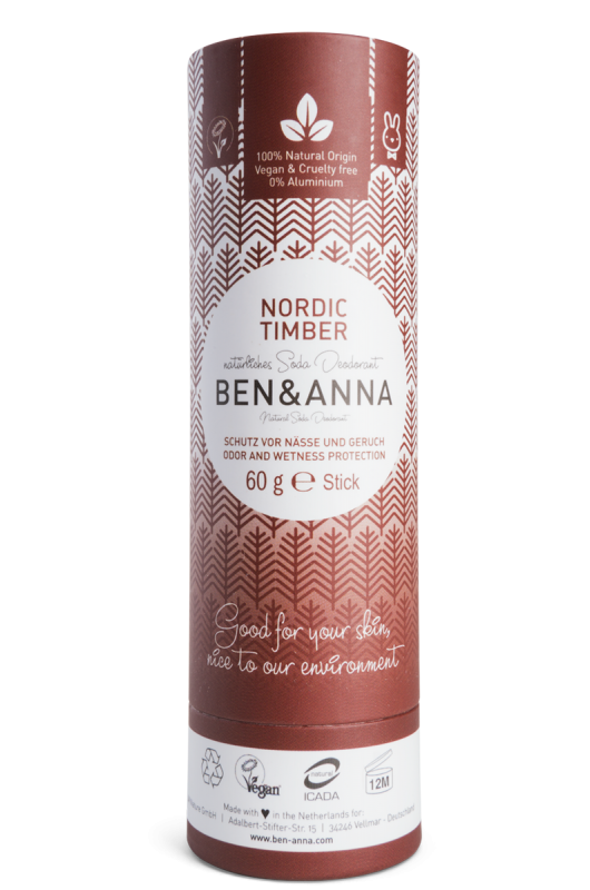 Deodorant stick cu bicarbonat Nordic Timber, tub carton 60g - Ben   Anna
