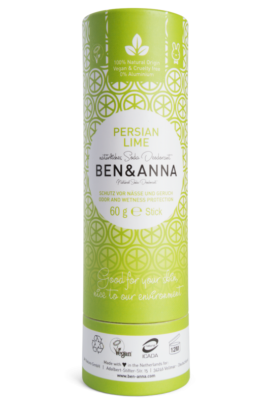 Deodorant stick cu bicarbonat Persian Lime, tub carton 60g - Ben   Anna