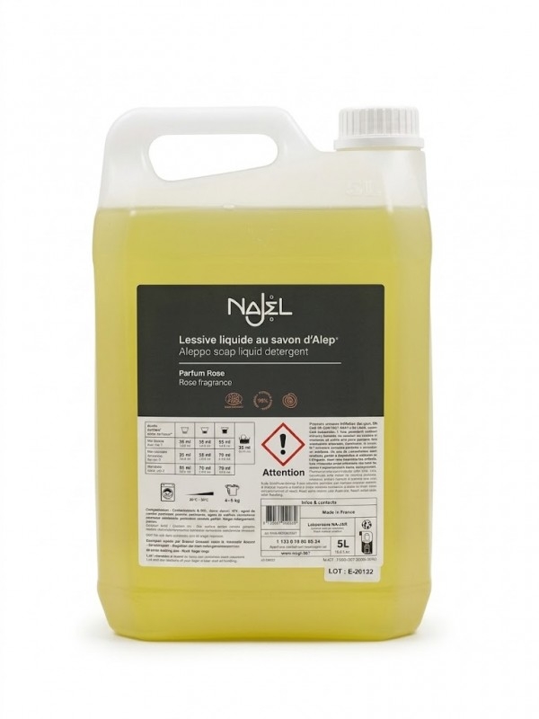 Detergent lichid pentru rufe cu sapun de Alep si trandafir, 5L - NAJEL