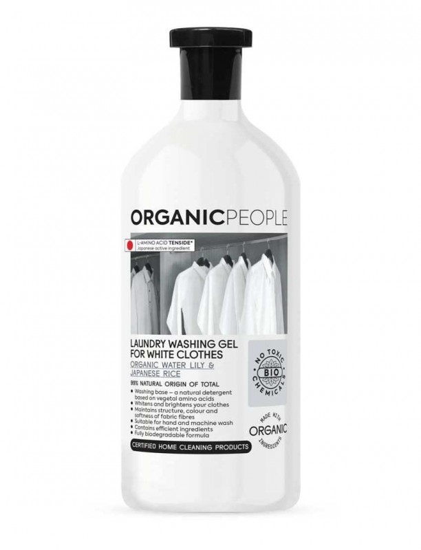 Detergent eco pentru rufe albe Organic Waterlily si Japanese Rice, 1L - Organic People