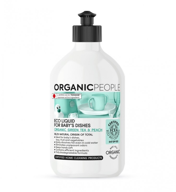 Detergent ecologic pentru vasele bebelusilor Green Tea Peach, 500ml - Organic People