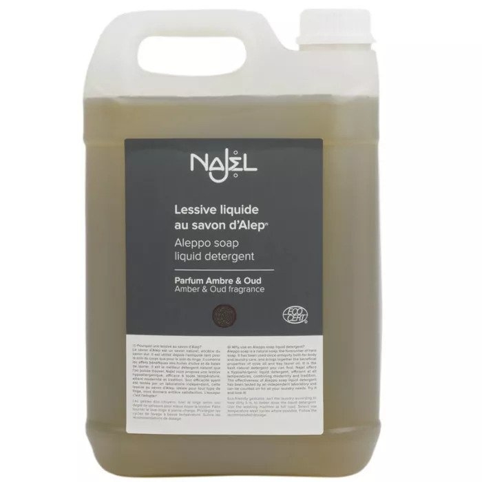 Detergent lichid pentru rufe cu sapun de Alep, aroma ambra   oud, 5L - NAJEL
