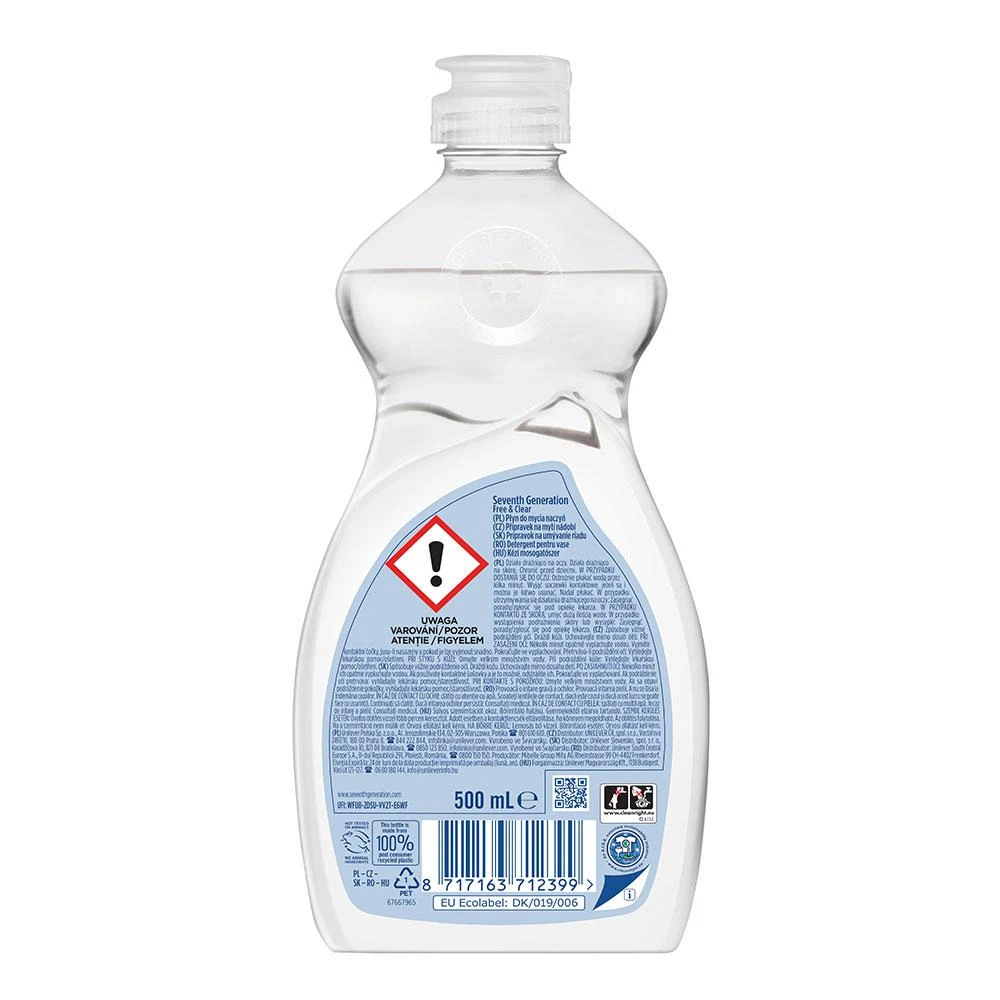 Detergent ecologic de vase fara parfum Free   Clear, 500ml - Seventh Generation