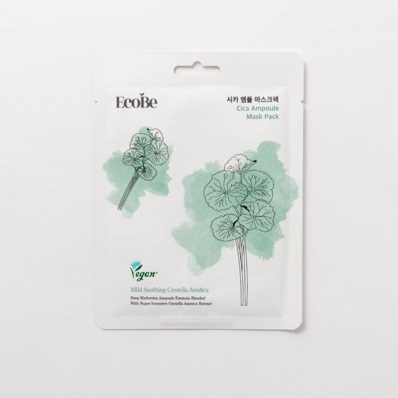 EcoBe Masca Cica Coreeana cu Centella Asiatica - Reparare si Calmarea Tenului Sensibil, Efect Anti-Iritatie