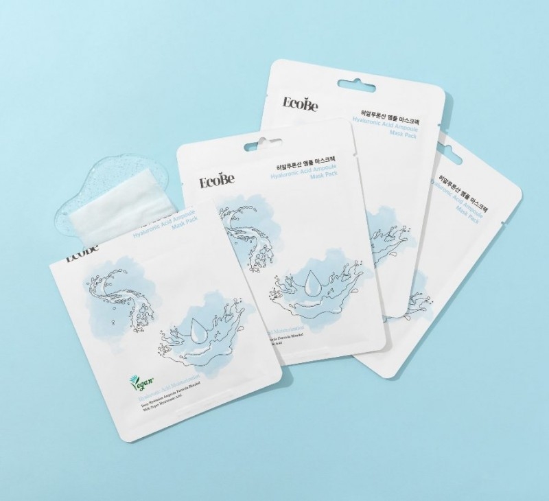 EcoBe Masca Coreeana cu Acid Hialuronic - Hidratare Profunda, Ten Suplu si Luminos, Efect Rapid de Revitalizare
