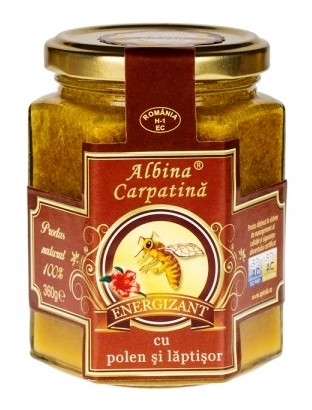 Energizant miere cu polen si laptisor de matca, 360g - Albina Carpatina