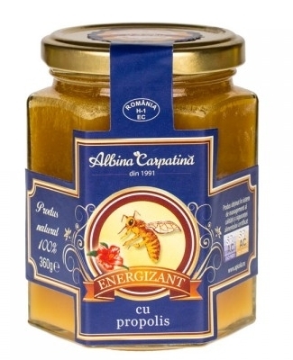 Energizant miere cu propolis, 360g - Albina Carpatina