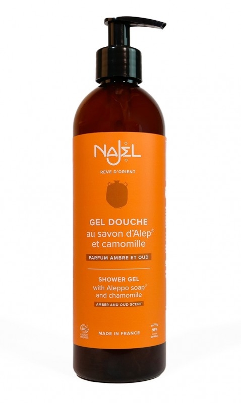 Gel de dus bio cu sapun de Alep, parfum Ambra si Oud, 500 ml - Najel