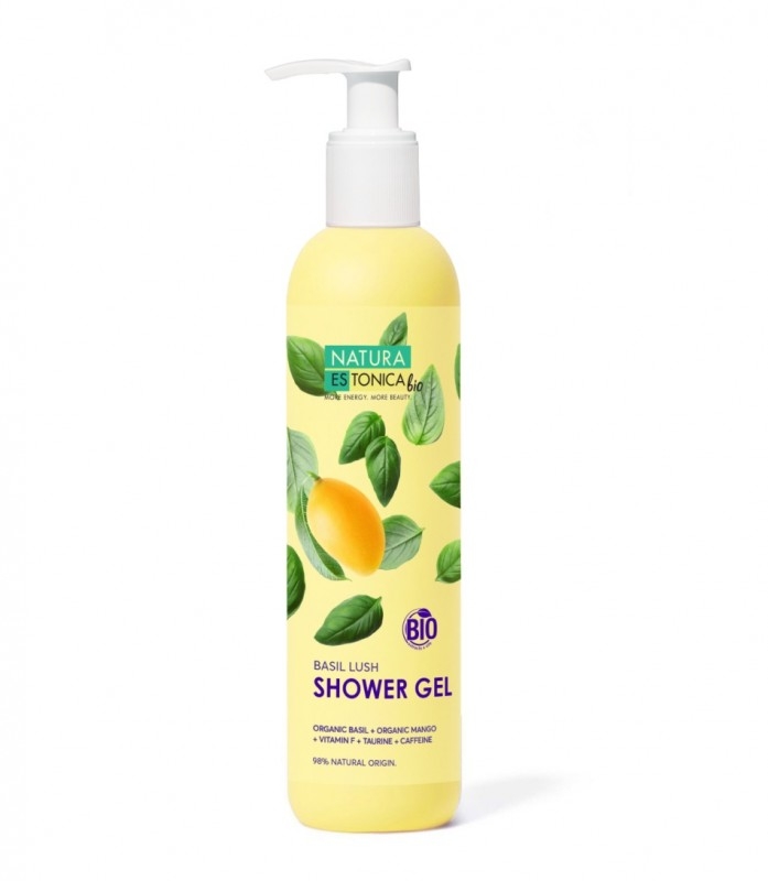 Gel de dus natural Basil Lush cu mango si busuioc, 400ml - Natura Estonica