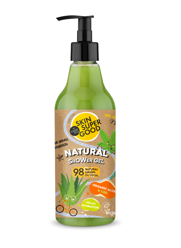 Gel de dus natural Hello Hydration cu aloe si CBD, 500ml - Skin Supergood