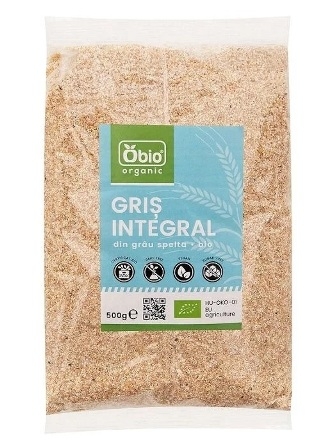 Gris integral din grau spelta bio, 500g - Obio