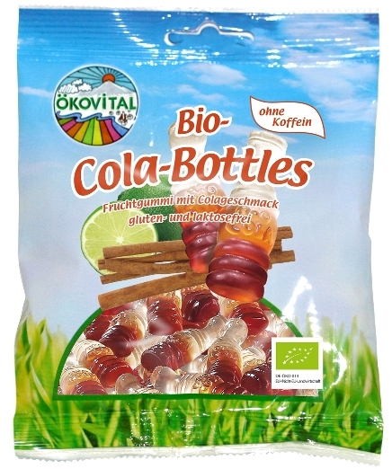 Jeleuri bio sticlute Cola, fara gluten si cafeina, 100g - Okovital
