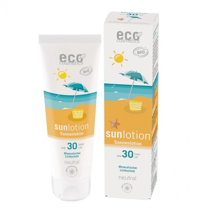 Lotiune Fluida BIO Protectie Solara SPF30, Piele Sensibila, FARA PARFUM, Rezistenta la Apa, 125ml - Eco Cosmetics