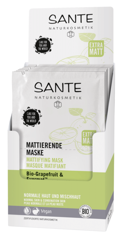 Masca matifianta cu grapefruit si complex Evermat, 8ml - Sante Naturkosmetik